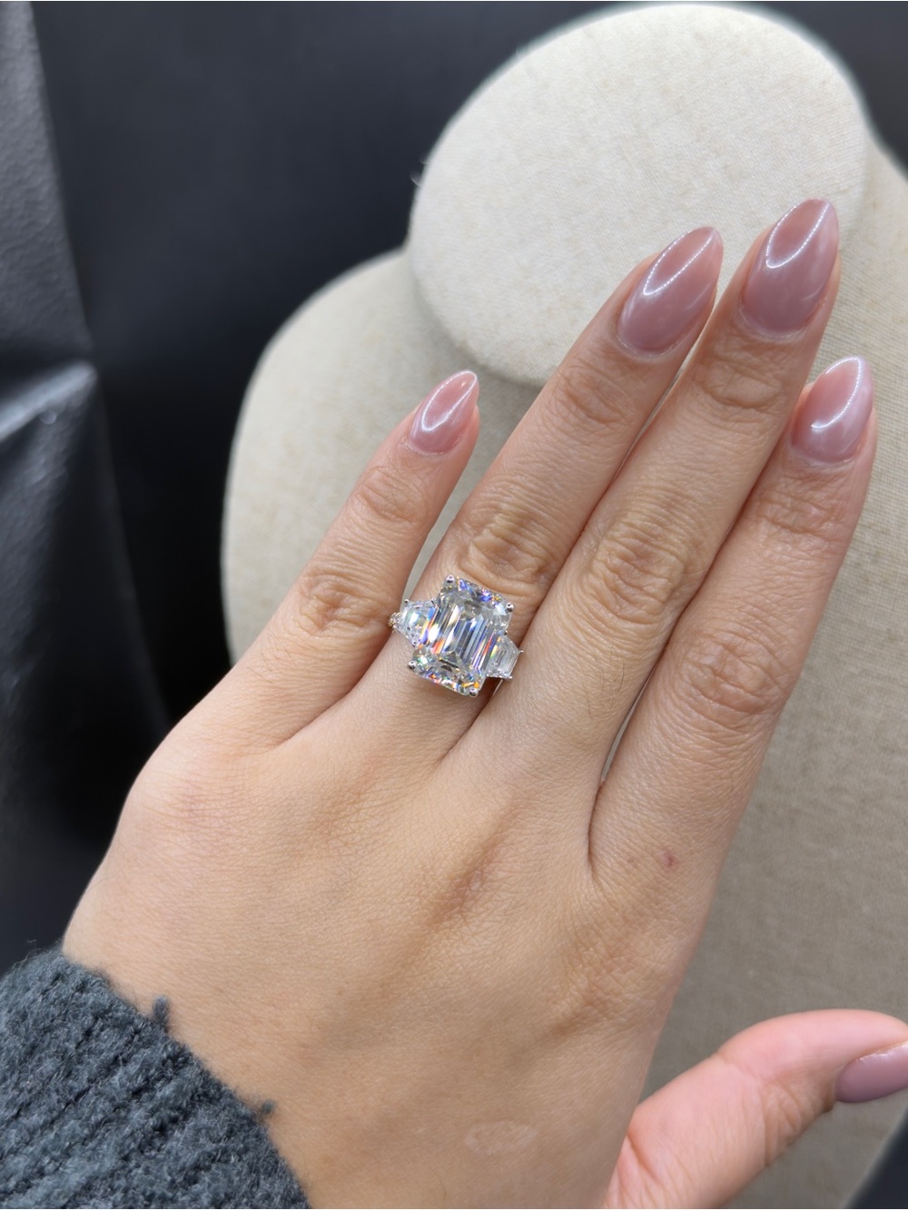 11cttw big emerald cut moissanite in real 10k yellow gold engagement ring sz6